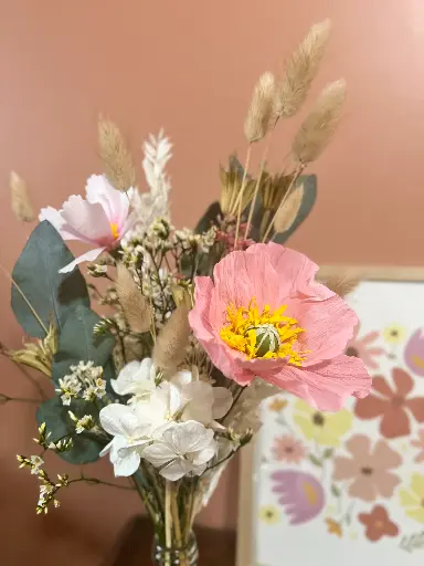 Bouquet avec Fleurs papier Rosé