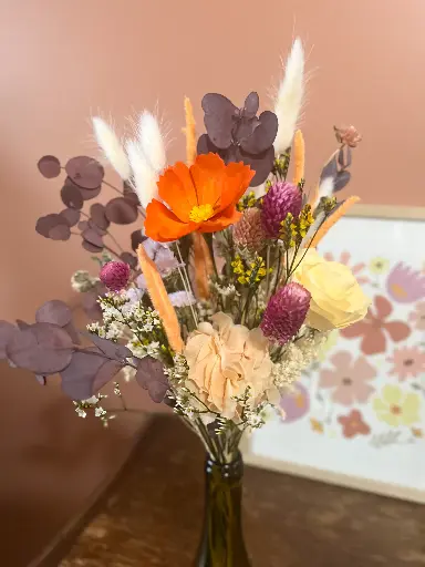 Bouquet avec Fleurs papier Orangé